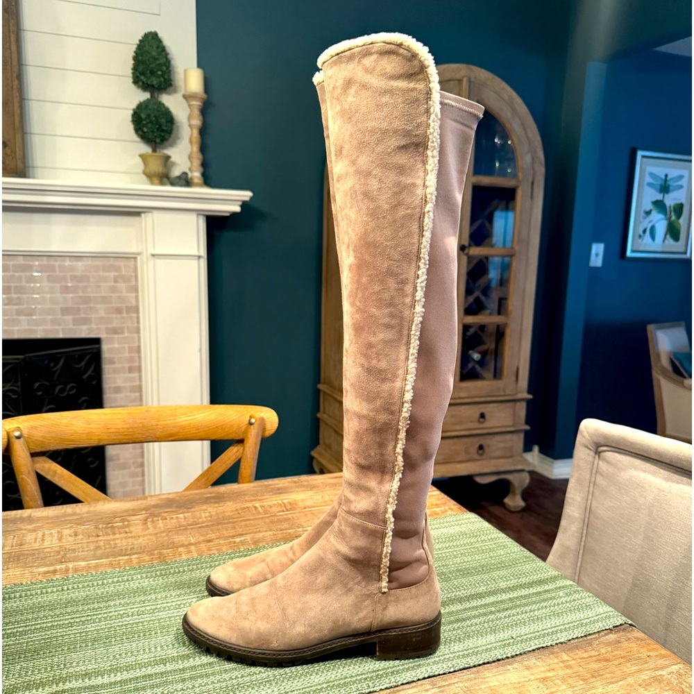 Stuart Weitzman Over-the-Knee Suede and Shearling Boots